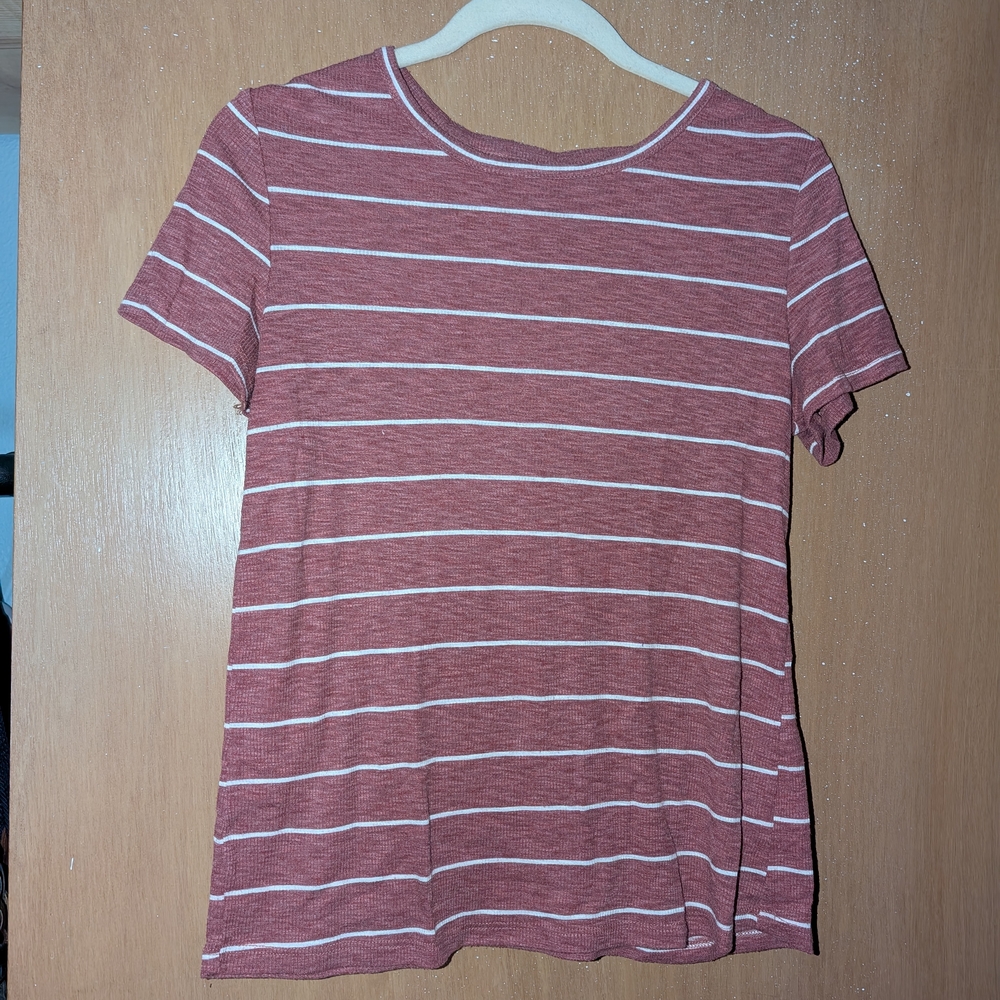 Striped Maroon and White Women's Top